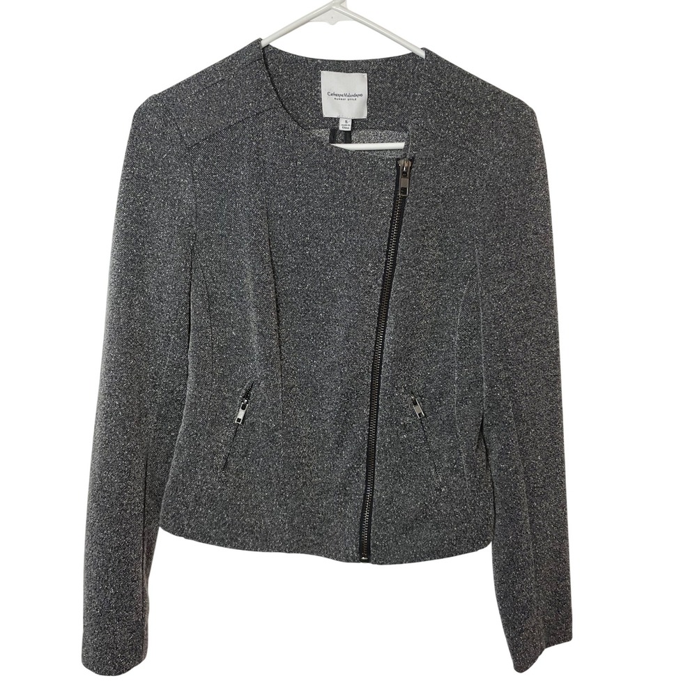 Catherine‎ Malandrino Runway Moto Jacket Gray S Womens Asymmetrical Zip CFFP4304